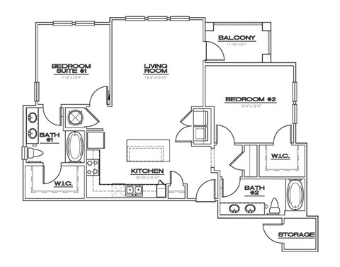 a floor plan of a residence with bedrooms and baths